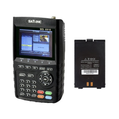 PACK SATLINK WS 6916 HD Mesureur de Champ Satellite DVB-S2 HD + Batterie supplémentaire