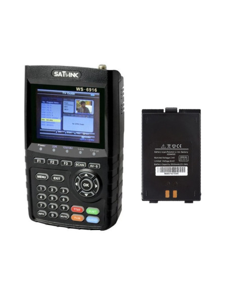 PACK SATLINK WS 6916 HD Mesureur de Champ Satellite DVB-S2 HD + Batterie supplémentaire