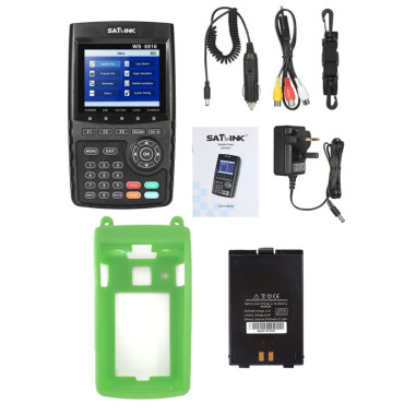 PACK SATLINK WS 6916 HD Mesureur de Champ Satellite DVB-S2 HD + Batterie supplémentaire + Coque Silicone Vert+