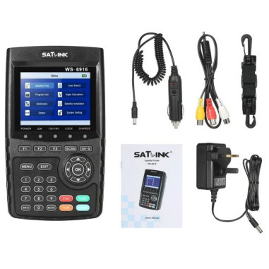 PACK SATLINK WS 6916 HD Mesureur de Champ Satellite DVB-S2 HD + Batterie supplémentaire + Coque Silicone Vert+