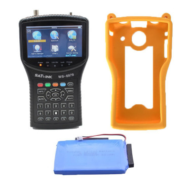 PACK SATLINK WS6979 MESUREUR DE CHAMP COMBO DVB S2/T2 + Batterie Supplémentaire + Coque Silicone Jaune