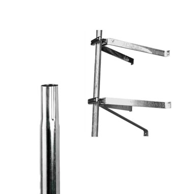 Pack HDSAT Paire d'étriers en U pour mât déport 50cm + Mât Emboitable 1m Diamètre 50mm