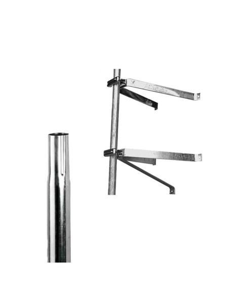 Pack HDSAT Paire d'étriers en U pour mât déport 50cm + Mât Emboitable 1m Diamètre 50mm