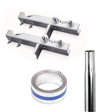Pack HDSAT Cerclage Cheminée Double Fixation + Feuillard Galvanisé 5m + Mât Emboitable 0.5m Diam 50mm