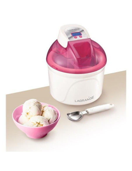 LAGRANGE Machine à glaces cuve 1.8L Sorbetière 12W + Cuillère Framboise