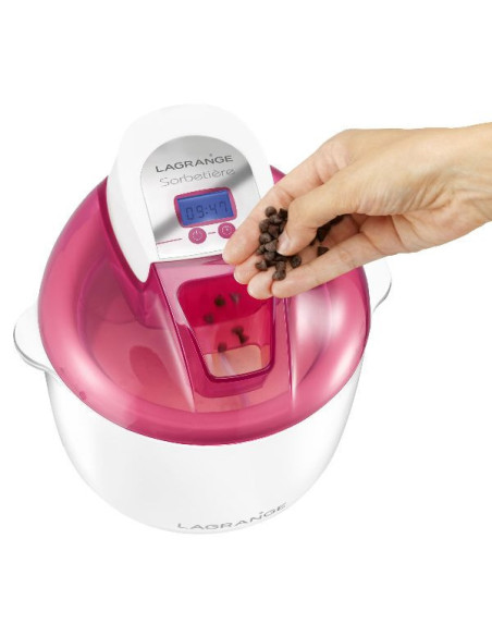 LAGRANGE Machine à glaces cuve 1.8L Sorbetière 12W + Cuillère Framboise