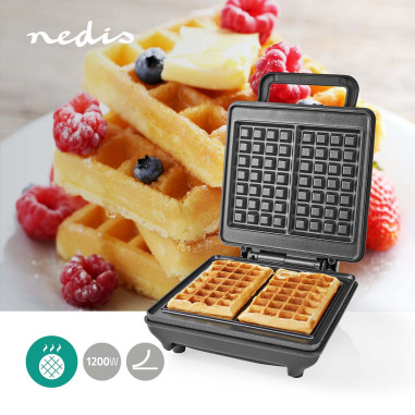 NEDIS Gaufrier 1200W Aluminium Contrôle automatique de la température