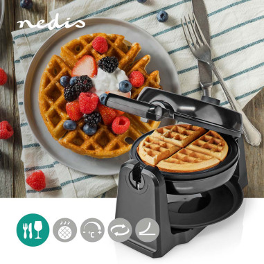 NEDIS Gaufrier 1000W Fonction Rotative 4 Gaufres