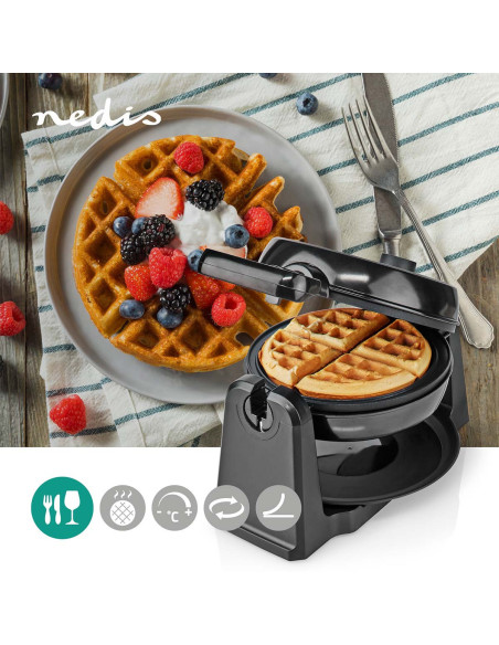 NEDIS Gaufrier 1000W Fonction Rotative 4 Gaufres