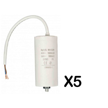 Pack FIXAPART 5x Condensateur 50.0uf / 450 V + Cable Condo fil 50mf