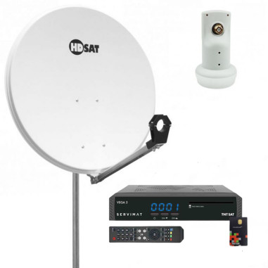 Pack HDSAT Parabole satellite acier 80cm + LNB Single + Récepteur TNTSAT