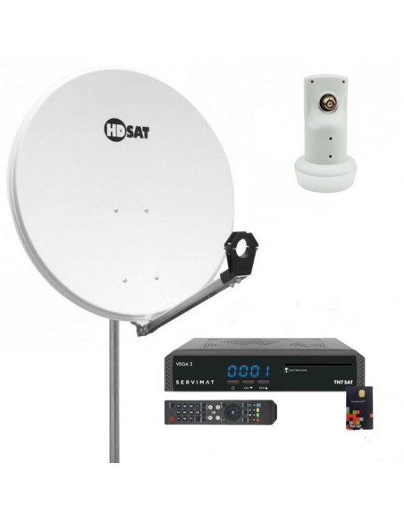 Pack HDSAT Parabole satellite acier 80cm + LNB Single + Récepteur TNTSAT