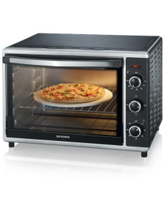 SEVERIN Mini-Four NOIR/INOX 1800 W - Capacité de 42L - Chaleur Tournante - Pierre à Pizza