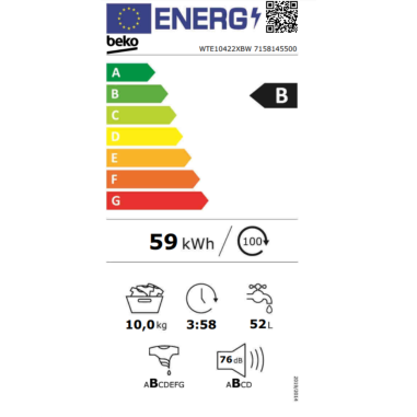 PACK BEKO Lave-linge Hublot 10kg 1400trs/min + Sèche-linge Condensation 10kg