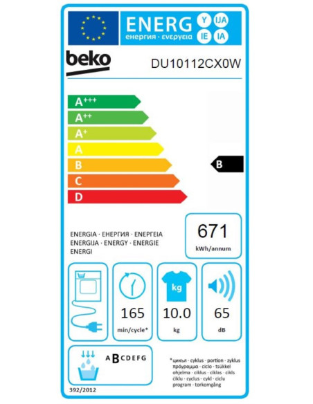 PACK BEKO Lave-linge Hublot 10kg 1400trs/min + Sèche-linge Condensation 10kg
