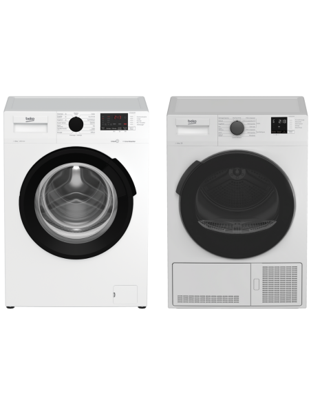 PACK BEKO Lave-linge Hublot 10kg 1400trs/min + Sèche-linge Condensation 10kg