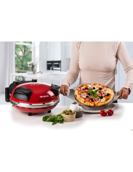 Ariete - Four à Pizza Maison | Vintage | Rouge | 400°C | 34x30x19cm |