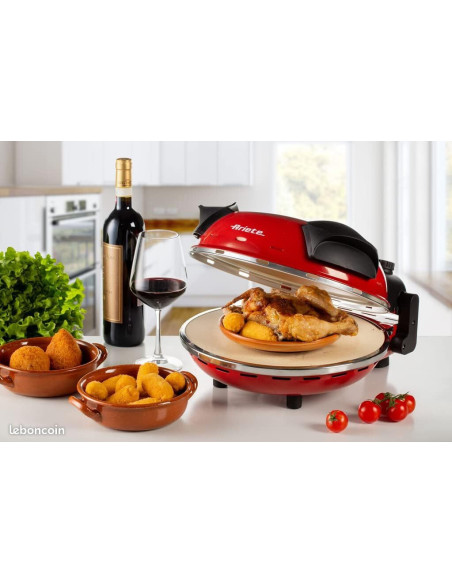 Ariete - Four à Pizza Maison | Vintage | Rouge | 400°C | 34x30x19cm |