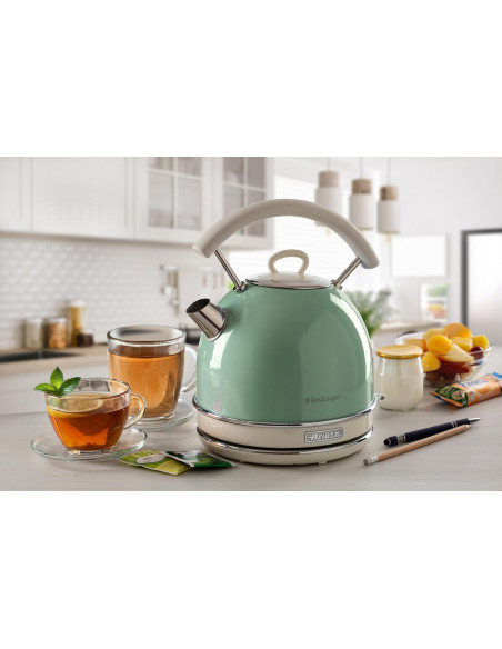 Ariete - Bouilloire Électrique | Vintage | Vert | 2000W |1,7 litres |