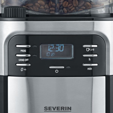 Cafetière filtre 10/15 tasses avec broyeur Noire & Inox - 4810