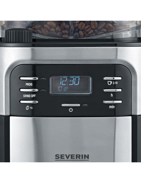 Cafetière filtre 10/15 tasses avec broyeur Noire & Inox - 4810