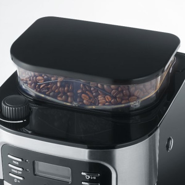 Cafetière filtre 10/15 tasses avec broyeur Noire & Inox - 4810