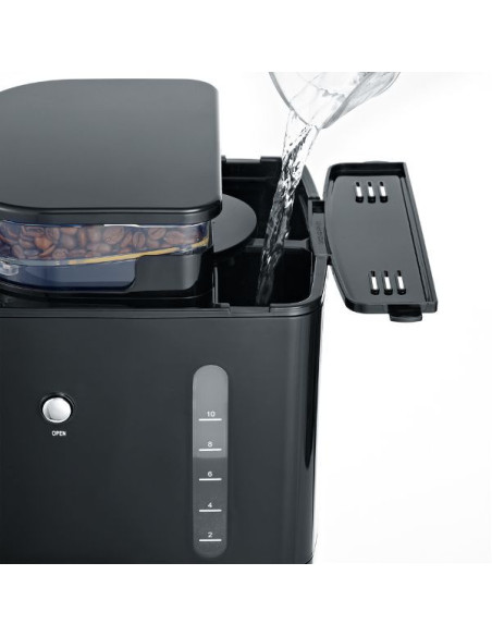 Cafetière filtre 10/15 tasses avec broyeur Noire & Inox - 4810