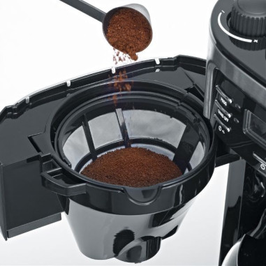 Cafetière filtre 10/15 tasses avec broyeur Noire & Inox - 4810
