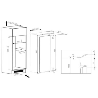 WHIRLPOOL réfrigérateur frigo intégrable simple porte 209L Froid brassé 6eme sens