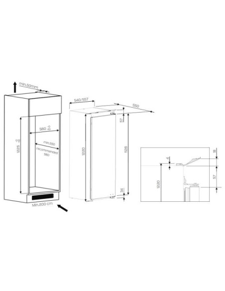 WHIRLPOOL réfrigérateur frigo intégrable simple porte 209L Froid brassé 6eme sens