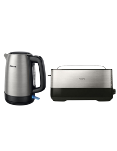 Pack PHILIPS Bouilloire 1.7L + Grille-pain 1 fente 1030W Inox/Noir