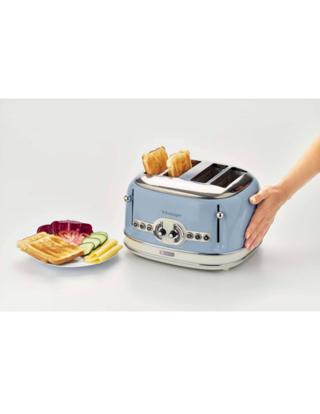 PACK ARIETE Bouilloire électrique 1,7L + Grille-pain 4 fentes 1600W BLEU Vintage