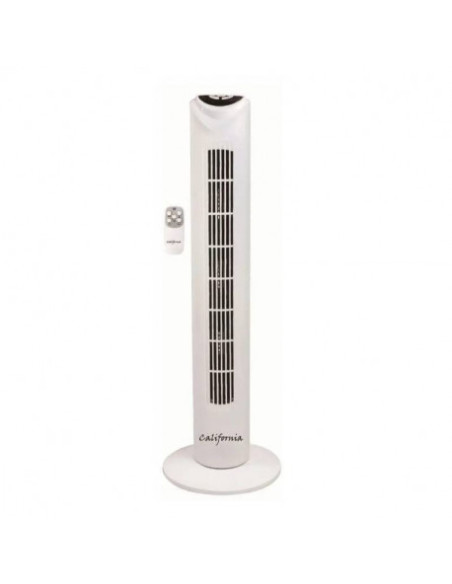 CALIFORNIA Ventilateur Colonne Blanc 81cm 50W 3 Vitesses