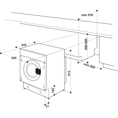 WHIRLPOOL Lave-linge Tout-intégrable Hublot 7 Kg 1400 trs/min 14 Programmes Blanc