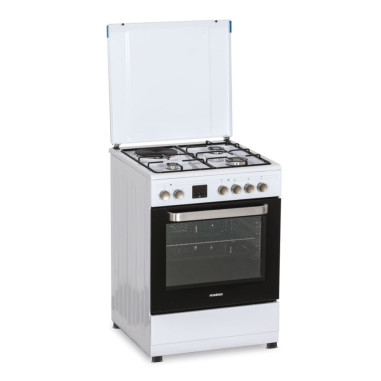 ROSIERES Cuisinière mixte Blanc Convection Naturelle Multifonction 4 plaques Four catalyse 60L