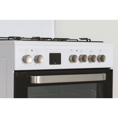 ROSIERES Cuisinière mixte Blanc Convection Naturelle Multifonction 4 plaques Four catalyse 60L