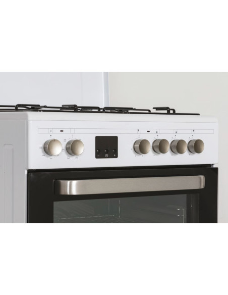ROSIERES Cuisinière mixte Blanc Convection Naturelle Multifonction 4 plaques Four catalyse 60L