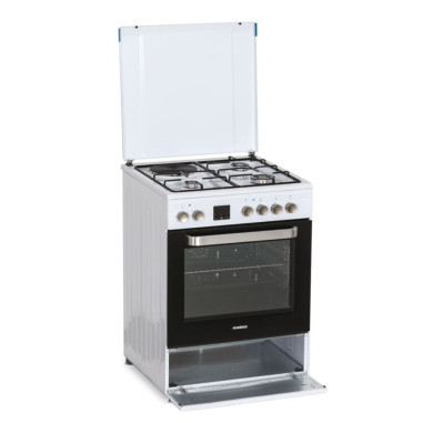 ROSIERES Cuisinière mixte Blanc Convection Naturelle Multifonction 4 plaques Four catalyse 60L