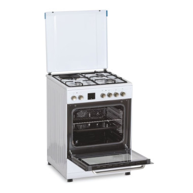ROSIERES Cuisinière mixte Blanc Convection Naturelle Multifonction 4 plaques Four catalyse 60L