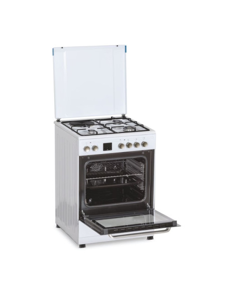 ROSIERES Cuisinière mixte Blanc Convection Naturelle Multifonction 4 plaques Four catalyse 60L