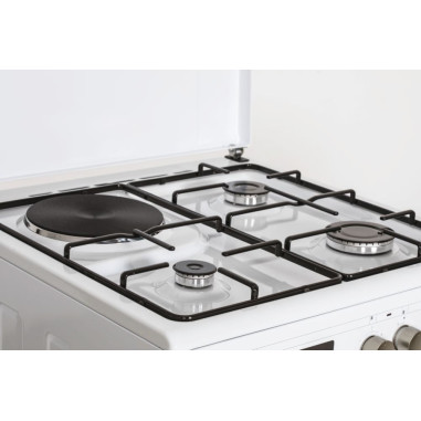 ROSIERES Cuisinière mixte Blanc Convection Naturelle Multifonction 4 plaques Four catalyse 60L