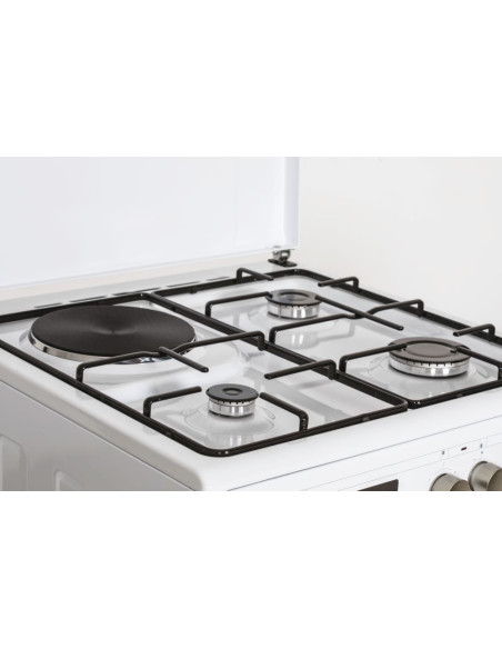 ROSIERES Cuisinière mixte Blanc Convection Naturelle Multifonction 4 plaques Four catalyse 60L