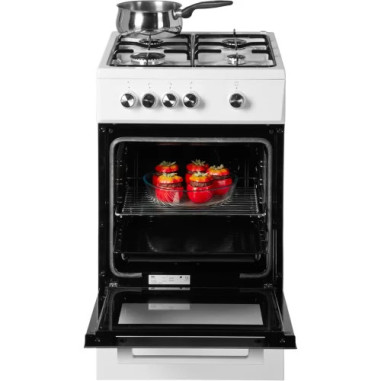 BEKO Cuisinière gaz Blanc 4 Brûleurs 60x50cm Four catalyse 68L