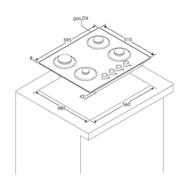 Table de cuisson gaz RVG6BR4SB/1
