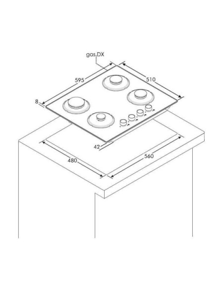 Table de cuisson gaz RVG6BR4SB/1