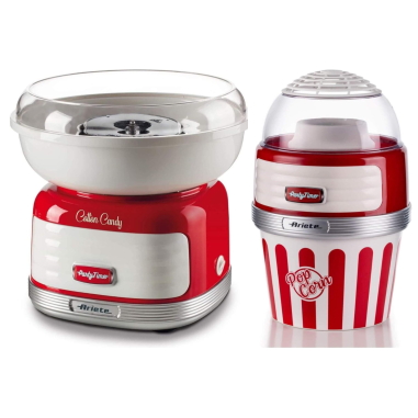 PACK ARIETE PARTY TIME Machine à Pop-Corn XL Rouge 1L+ Machine Barbe à papa Rouge