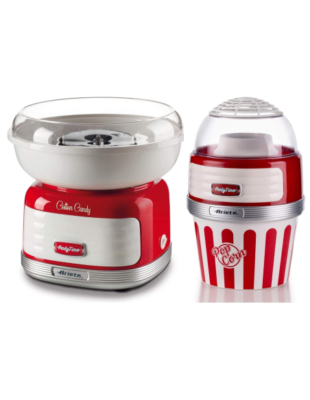 PACK ARIETE PARTY TIME Machine à Pop-Corn XL Rouge 1L+ Machine Barbe à papa Rouge