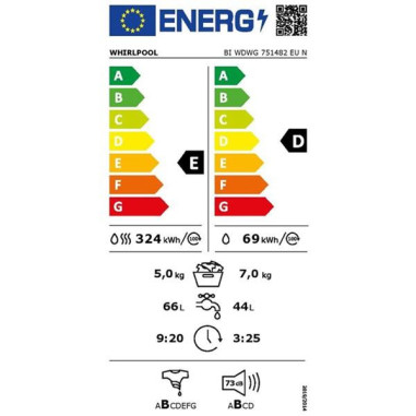 WHIRLPOOL Lave-linge séchant Tout-intégrable BIWDWG751482EUN