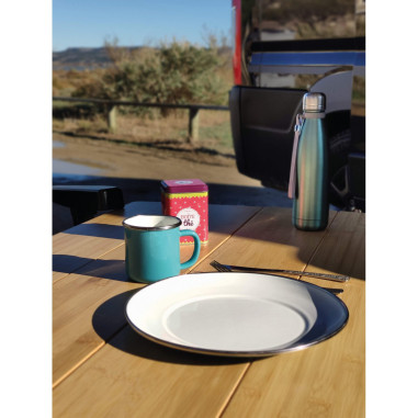INCASA Pack 4 assiettes en acier émaillé camping