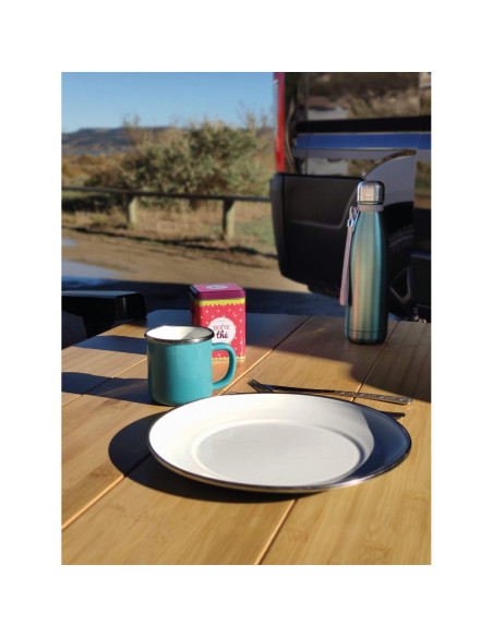INCASA Pack 4 assiettes en acier émaillé camping